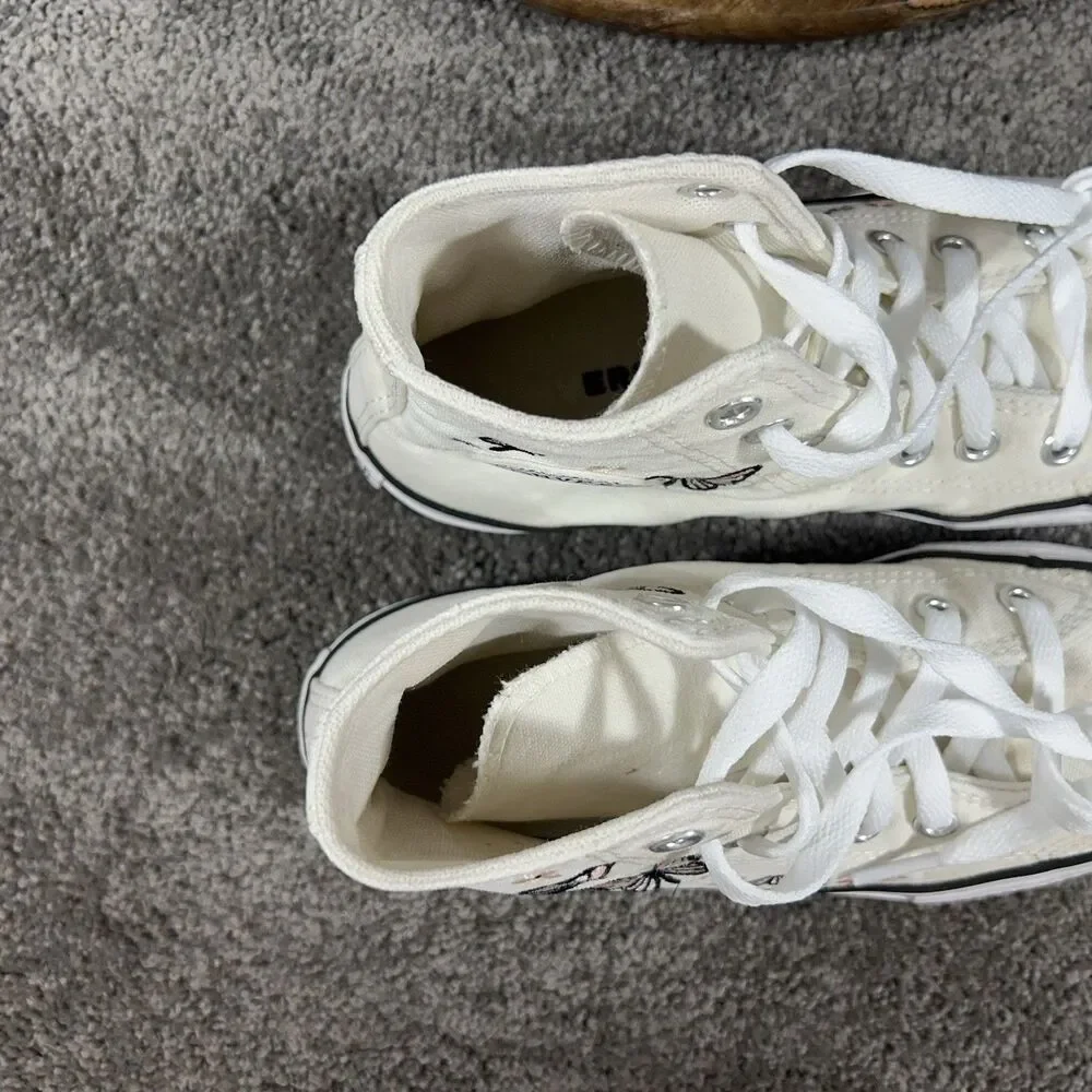 Converse Chuck Taylor All Star A08739F Kids Size 2 White Butterfly Shoes Used